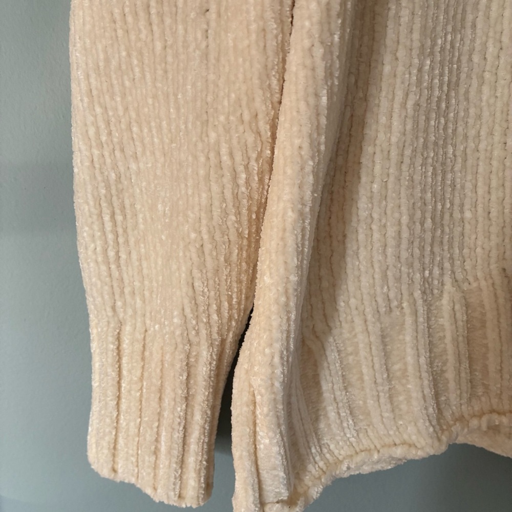 Christian Siriano New York Cream Chenille Ribbed Knit Sweater Women’s Large - Picture 2 of 7